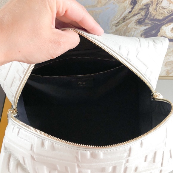 Sold Fendi Calfskin Zucca Embossed Boston Bag - Picture 14 of 15
